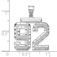 14K White Gold Large Brushed Diamond-cut Number 92 Charm view 2