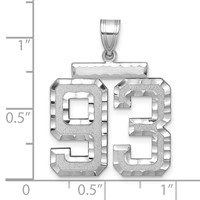 14K White Gold Large Brushed Diamond-cut Number 93 Charm view 2