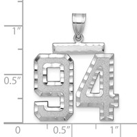 14K White Gold Large Brushed Diamond-cut Number 94 Charm view 2