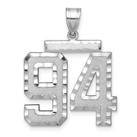 14K White Gold Large Brushed Diamond-cut Number 94 Charm view 1