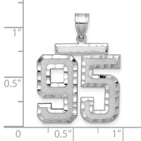 14K White Gold Large Brushed Diamond-cut Number 95 Charm view 2