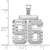 14K White Gold Large Brushed Diamond-cut Number 96 Charm view 3