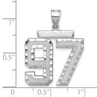 14K White Gold Large Brushed Diamond-cut Number 97 Charm view 2