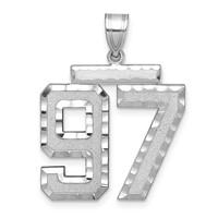 14K White Gold Large Brushed Diamond-cut Number 97 Charm view 1