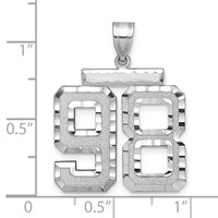 14K White Gold Large Brushed Diamond-cut Number 98 Charm view 2