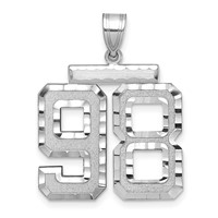 14K White Gold Large Brushed Diamond-cut Number 98 Charm view 1