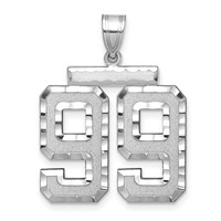 14K White Gold Large Brushed Diamond-cut Number 99 Charm view 1