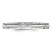 10K White Gold 3mm Milgrain Half Round Wedding Band view 4