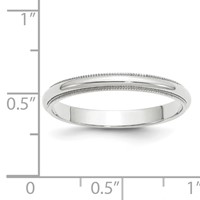 10K White Gold 3mm Milgrain Half Round Wedding Band view 5