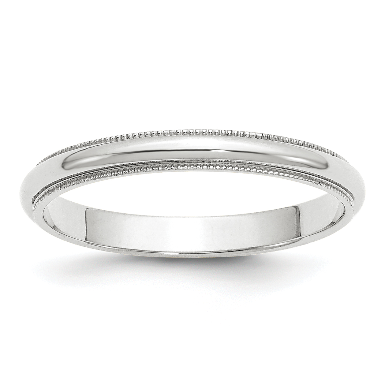 10k White Gold 3mm Milgrain Half Round Wedding Band Size 10 (1WM030-10)