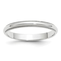 10K White Gold 3mm Milgrain Half Round Wedding Band view 1