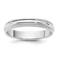 10K 3.5mm White Gold Milgrain Half Round Band - Size 4 view 1