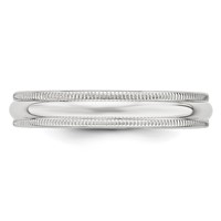 14K White Gold 4mm Milgrain Half Round Wedding Band view 3