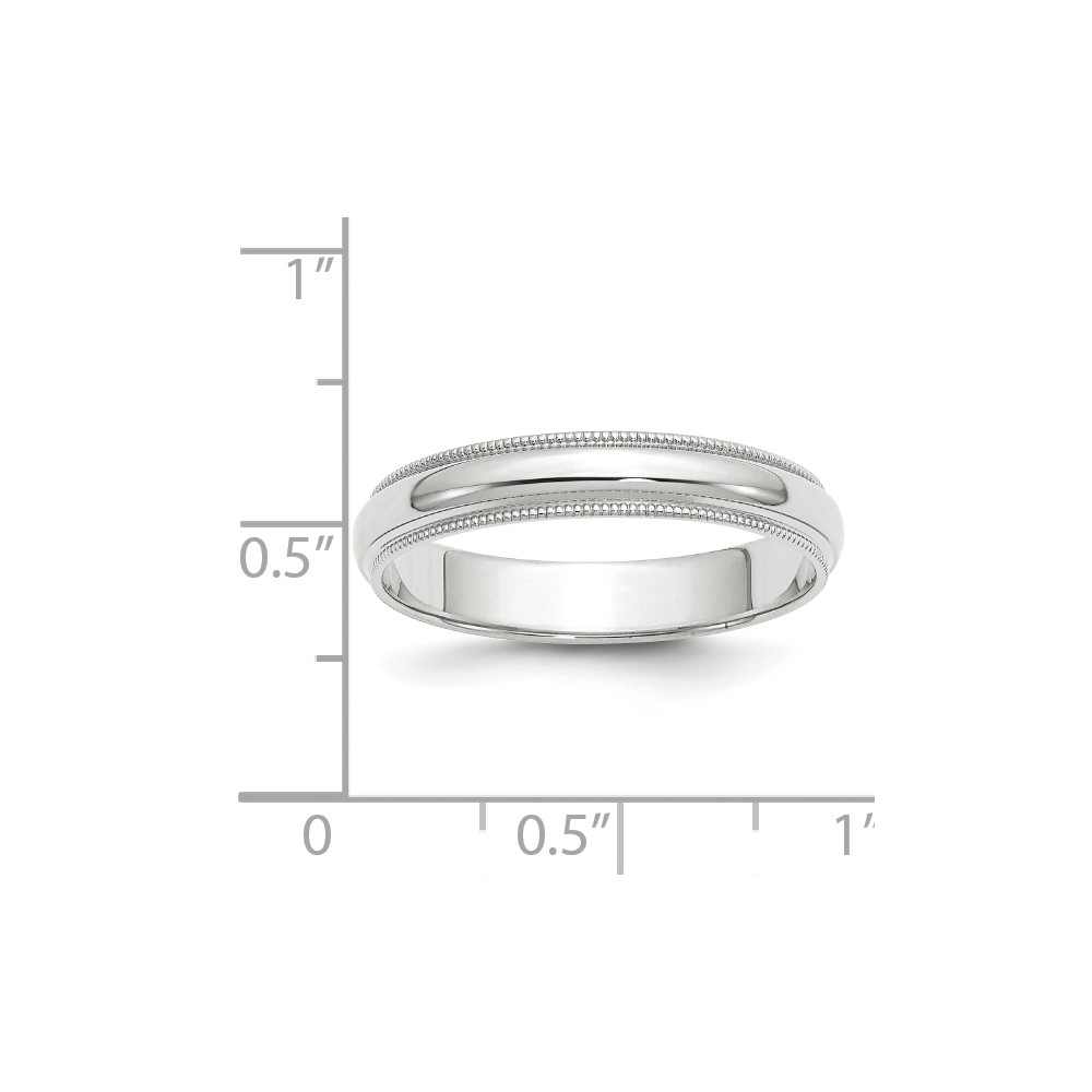 10k White Gold 4mm Milgrain Half Round Wedding Band Size 9 (1WM040-9)