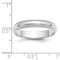 14K White Gold 4mm Milgrain Half Round Wedding Band view 4