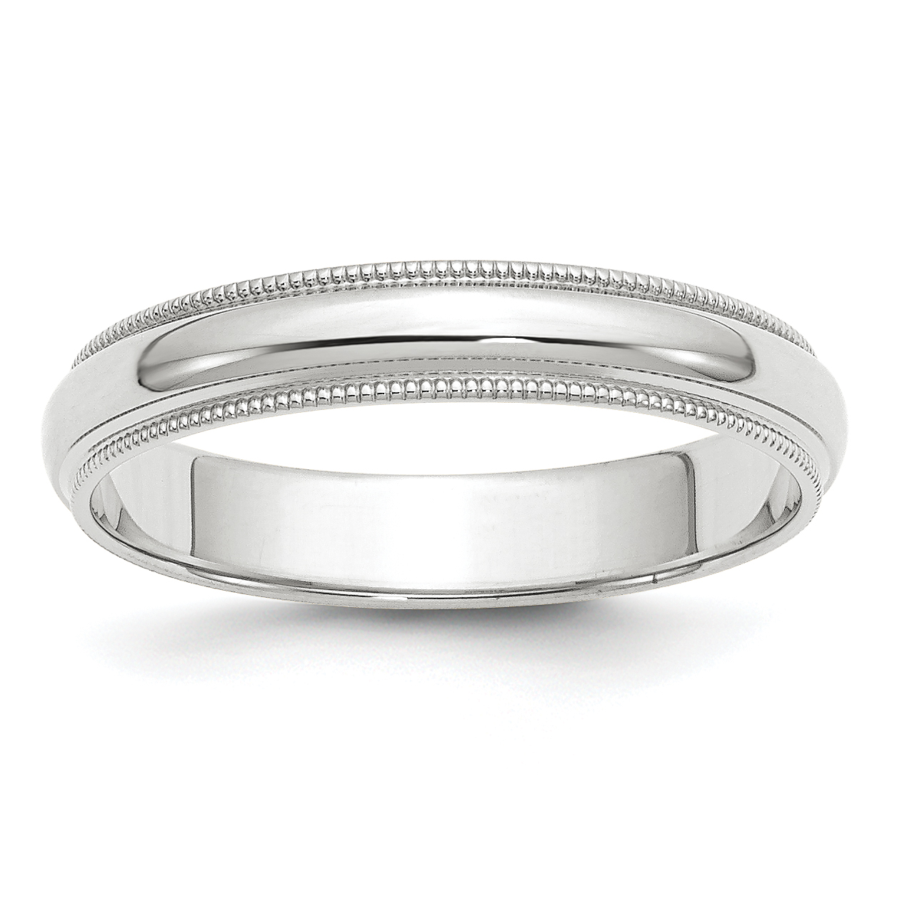 10k White Gold 4mm Milgrain Half Round Wedding Band Size 7 (1WM040-7)