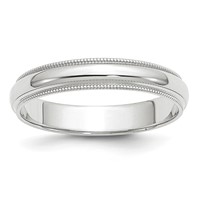 14K White Gold 4mm Milgrain Half Round Wedding Band view 1