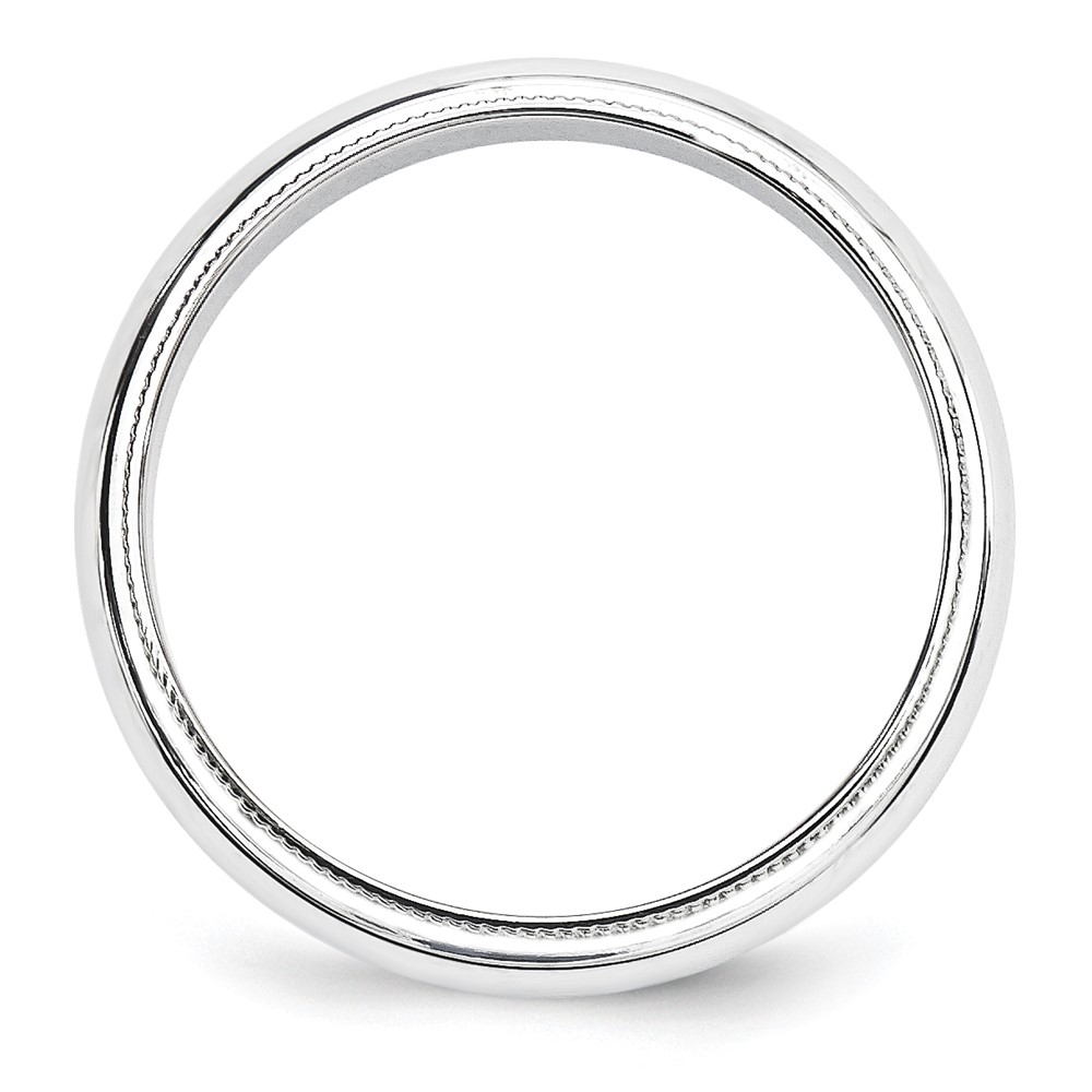 14k White Gold 5mm Milgrain Half Round Wedding Band Size 10 (WM050-10)