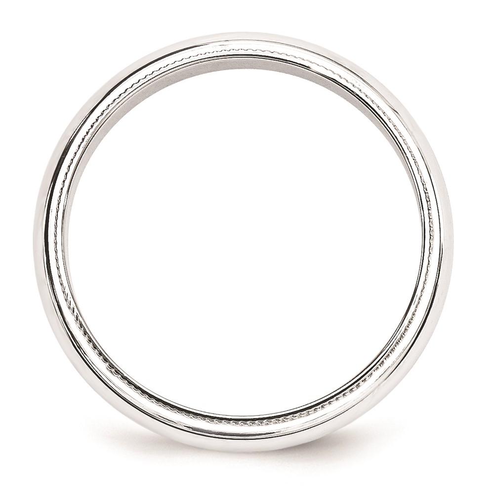 14k White Gold 5mm Milgrain Half Round Wedding Band Size 10 (WM050-10)