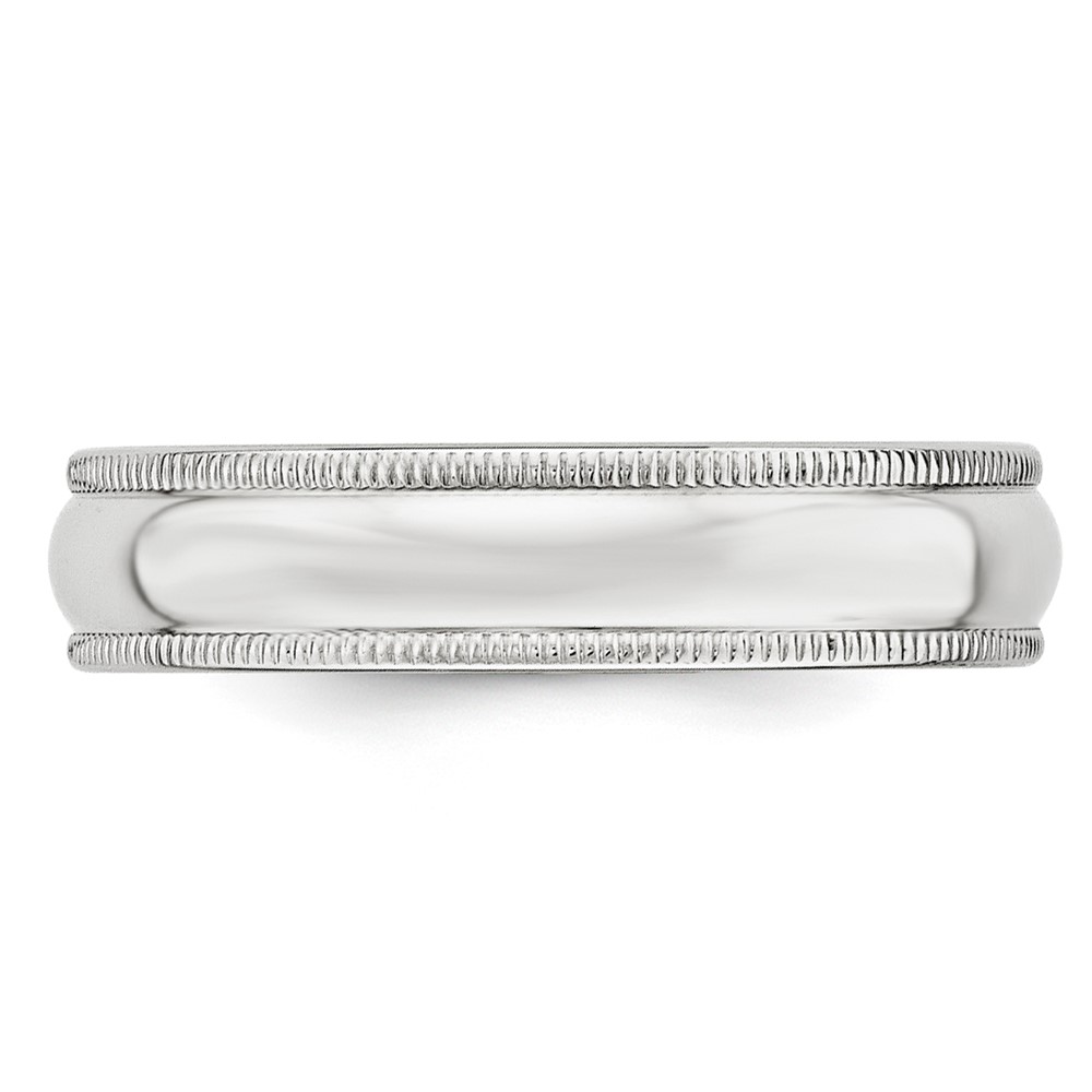 14k White Gold 5mm Milgrain Half Round Wedding Band Size 10 (WM050-10)