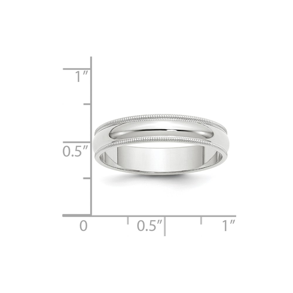 14k White Gold 5mm Milgrain Half Round Wedding Band Size 10 (WM050-10)