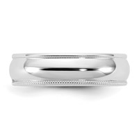 14K 5.5mm White Gold Milgrain Half Round Band view 3