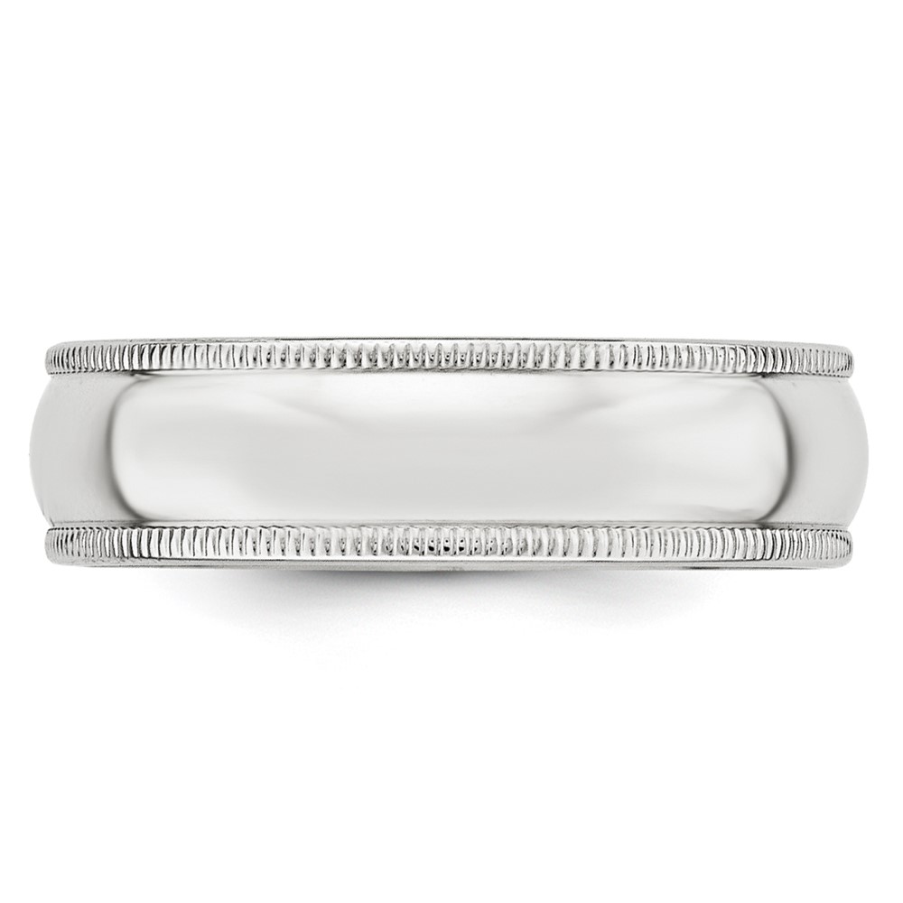 14k White Gold 6mm Milgrain Half Round Wedding Band Size 8 (WM060-8)