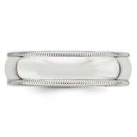 14K White Gold 6mm Milgrain Half Round Wedding Band - Size 5 view 3