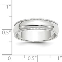 14K White Gold 6mm Milgrain Half Round Wedding Band - Size 5 view 4
