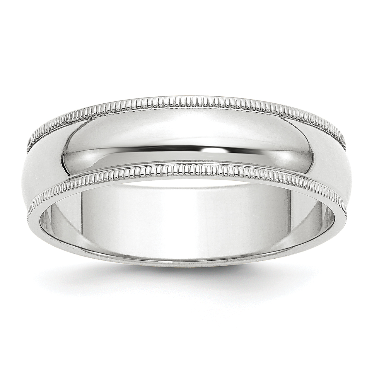 10k White Gold 6mm Milgrain Half Round Wedding Band Size 11 (1WM060-11)