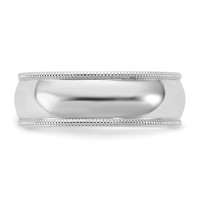 14K 6.5mm White Gold Milgrain Half Round Band - Size 6 view 3