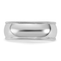 14K 7mm White Gold Milgrain Half Round Band view 3