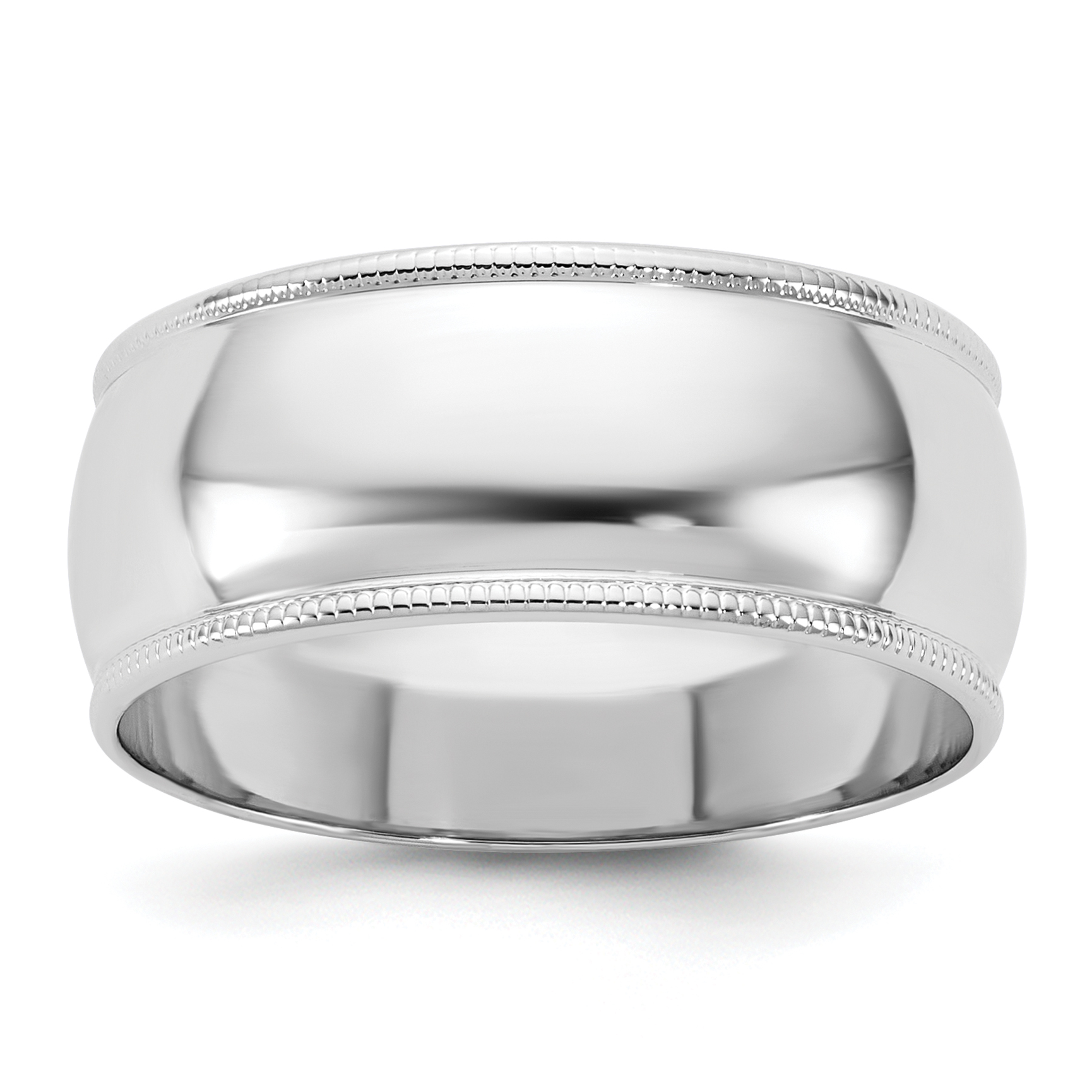 10k White Gold 8mm Milgrain Half Round Wedding Band Size 14 (1WM080-14)
