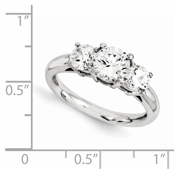 14k White Gold Round Moissanite 3 Stone Ring