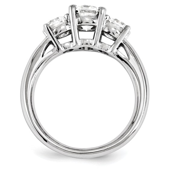 14k White Gold Round Moissanite 3 Stone Ring