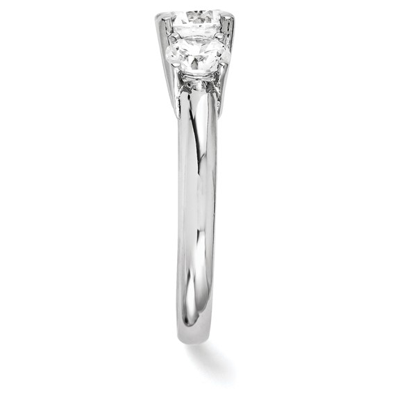 14k White Gold Round Moissanite 3 Stone Ring