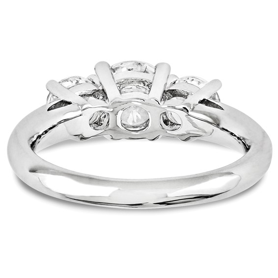14k White Gold Round Moissanite 3 Stone Ring