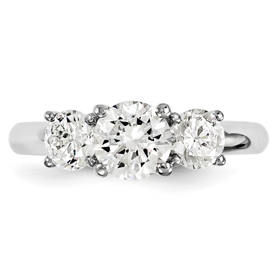 14k White Gold Round Moissanite 3 Stone Ring
