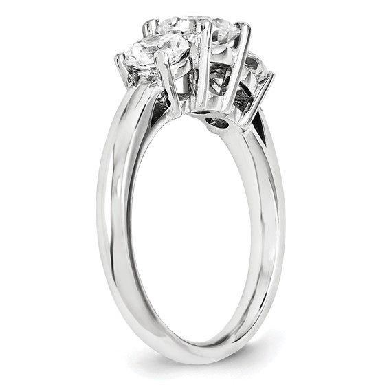 14k White Gold Round Moissanite 3 Stone Ring