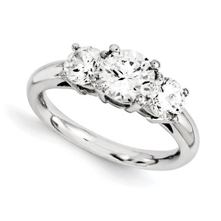 14k White Gold Round Moissanite 3 Stone Ring