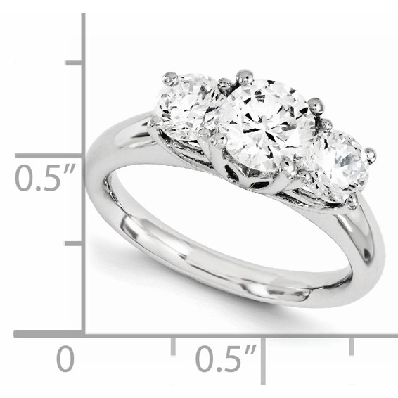 14k White Gold Round Moissanite 3 Stone Ring
