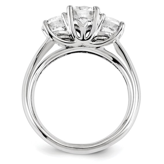14k White Gold Round Moissanite 3 Stone Ring