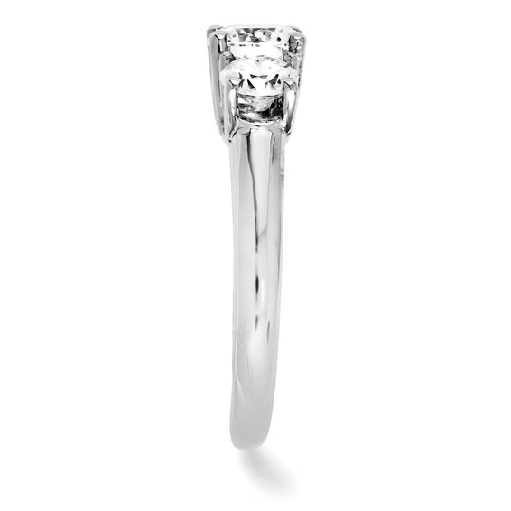 14k White Gold Round Moissanite 3 Stone Ring