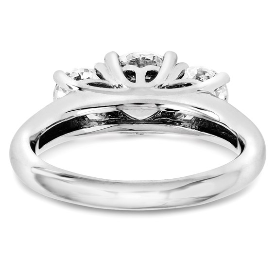 14k White Gold Round Moissanite 3 Stone Ring