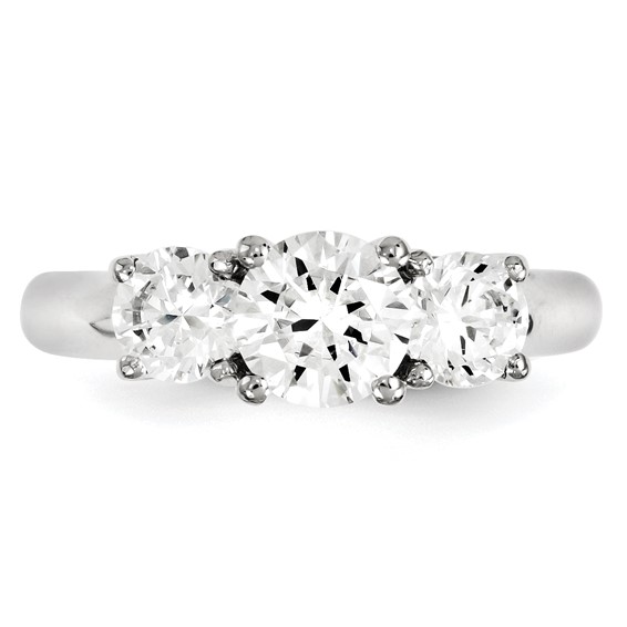 14k White Gold Round Moissanite 3 Stone Ring