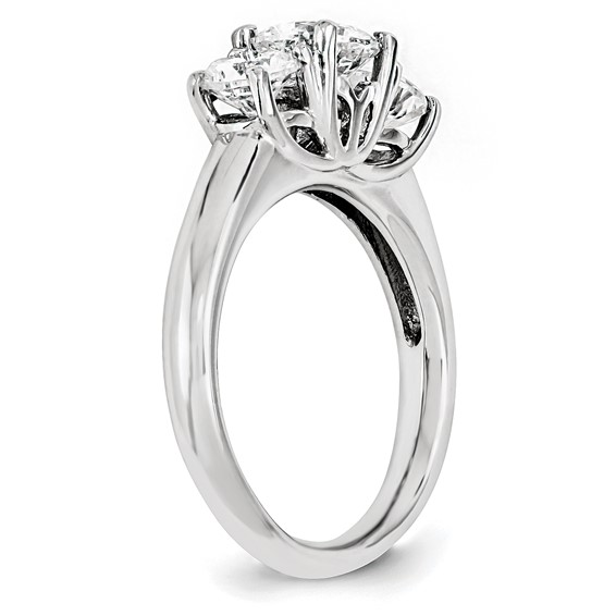 14k White Gold Round Moissanite 3 Stone Ring