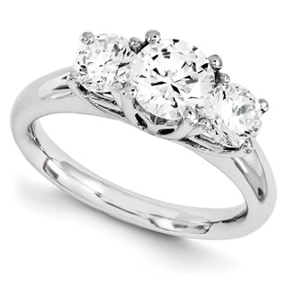 14k White Gold Round Moissanite 3 Stone Ring