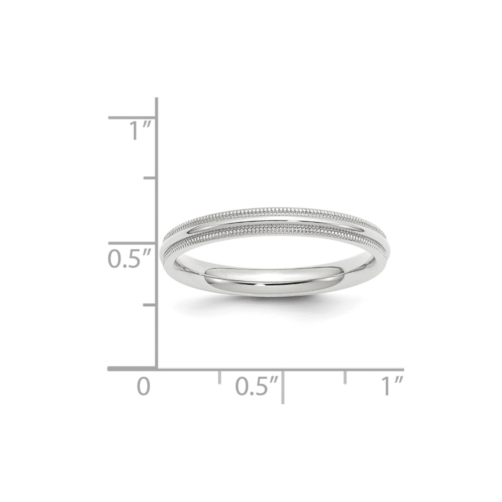 10k White Gold 3mm Milgrain Half Round Comfort Fit Wedding Band Size 5 (1WMC030-5)