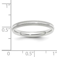 10K White Gold 3mm Milgrain Half Round Comfort Fit Wedding Band view 2