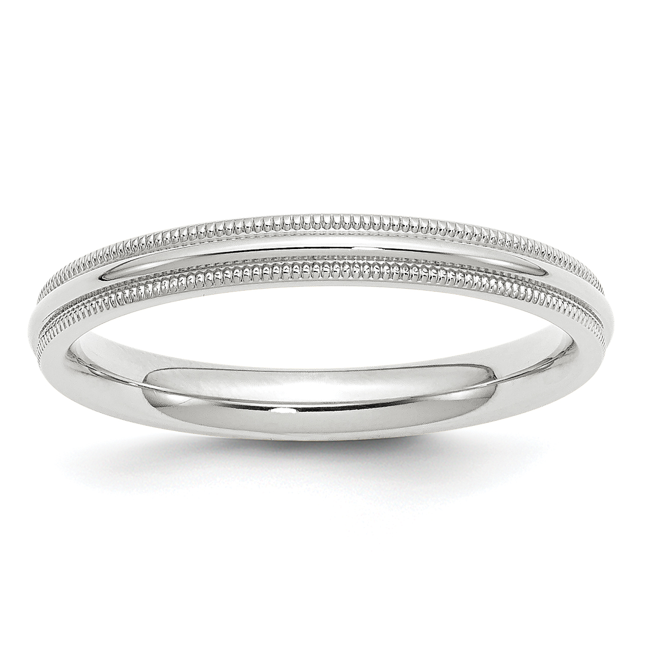 10k White Gold 3mm Milgrain Half Round Comfort Fit Wedding Band Size 5 (1WMC030-5)